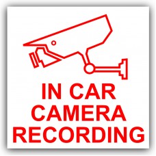 1 x In Car Camera Recording Sticker-CCTV Sign-Van,Lorry,Truck,Taxi,Bus,Mini Cab,Minicab-Red on White